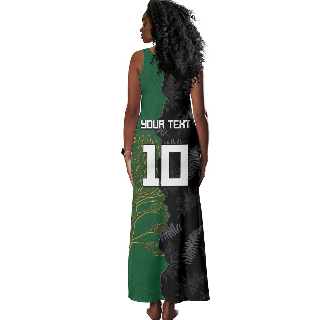 Custom Aotearoa South Africa Rugby Freedom Cup Tank Maxi Dress Kiwi Warriors Haka with King Protea Symbol - African Pride