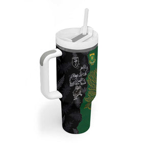 Custom Aotearoa South Africa Rugby Freedom Cup Tumbler With Handle Kiwi Warriors Haka with King Protea Symbol - African Pride
