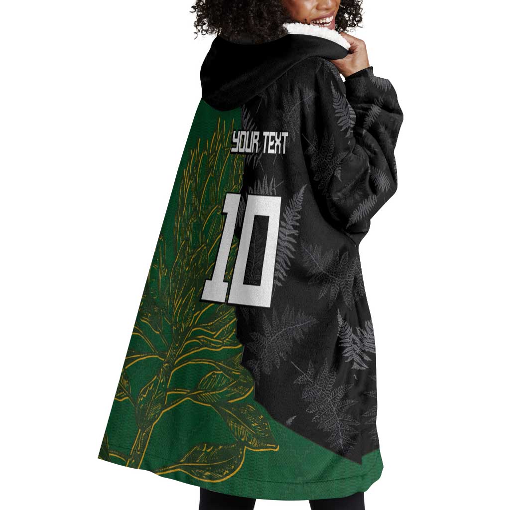 Custom Aotearoa South Africa Rugby Freedom Cup Wearable Blanket Hoodie Kiwi Warriors Haka with King Protea Symbol - African Pride
