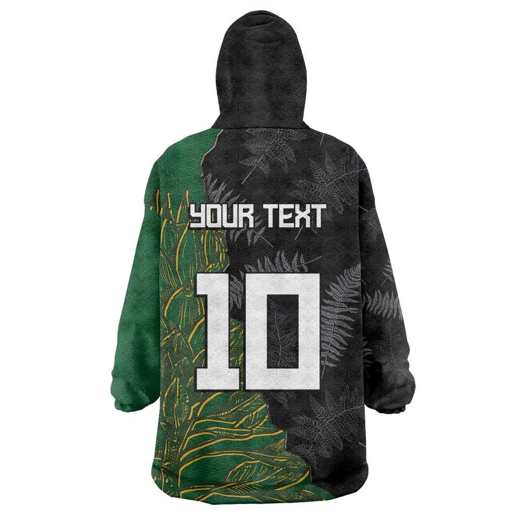 Custom Aotearoa South Africa Rugby Freedom Cup Wearable Blanket Hoodie Kiwi Warriors Haka with King Protea Symbol - African Pride