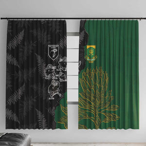 Aotearoa South Africa Rugby Freedom Cup Window Curtain Kiwi Warriors Haka with King Protea Symbol - African Pride