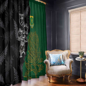 Aotearoa South Africa Rugby Freedom Cup Window Curtain Kiwi Warriors Haka with King Protea Symbol - African Pride