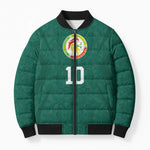 Custom Senegal Football Bomber Puffer Jacket Traditional Senegalese Fabric Sporty Style
