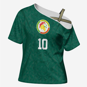 Custom Senegal Football Cross Shoulder Shirt Traditional Senegalese Fabric Sporty Style