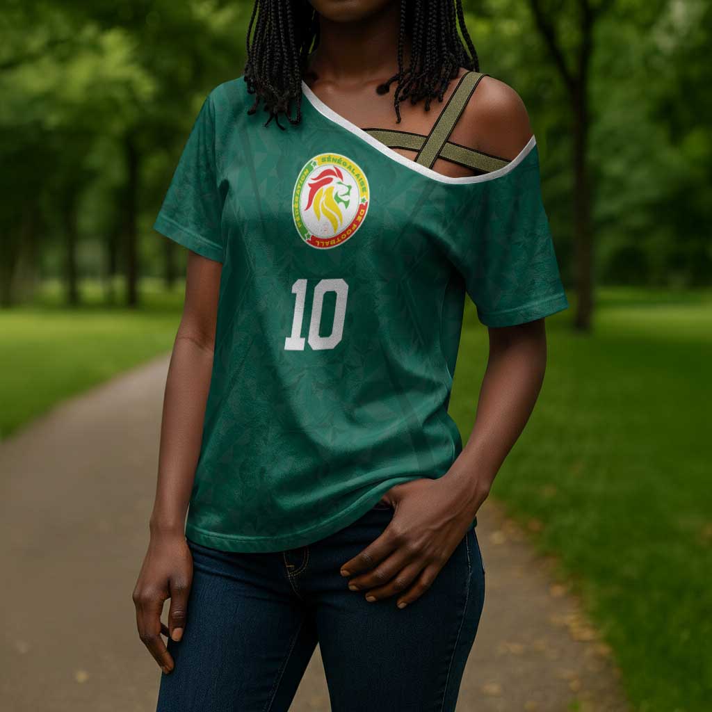 Custom Senegal Football Cross Shoulder Shirt Traditional Senegalese Fabric Sporty Style