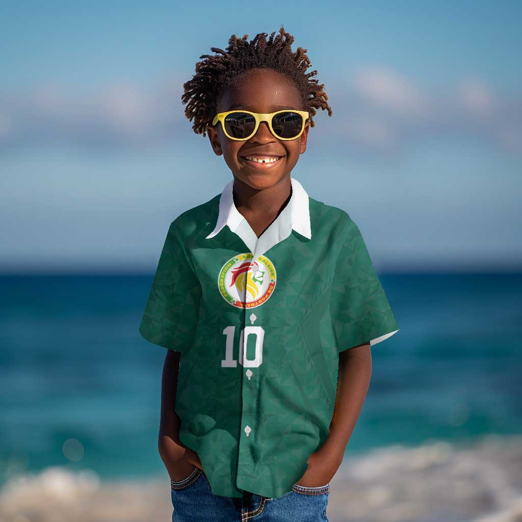 Custom Senegal Football Kid Hawaiian Shirt Traditional Senegalese Fabric Sporty Style