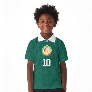 Custom Senegal Football Kid Polo Shirt Traditional Senegalese Fabric Sporty Style