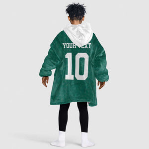 Custom Senegal Football Kid Wearable Blanket Hoodie Traditional Senegalese Fabric Sporty Style