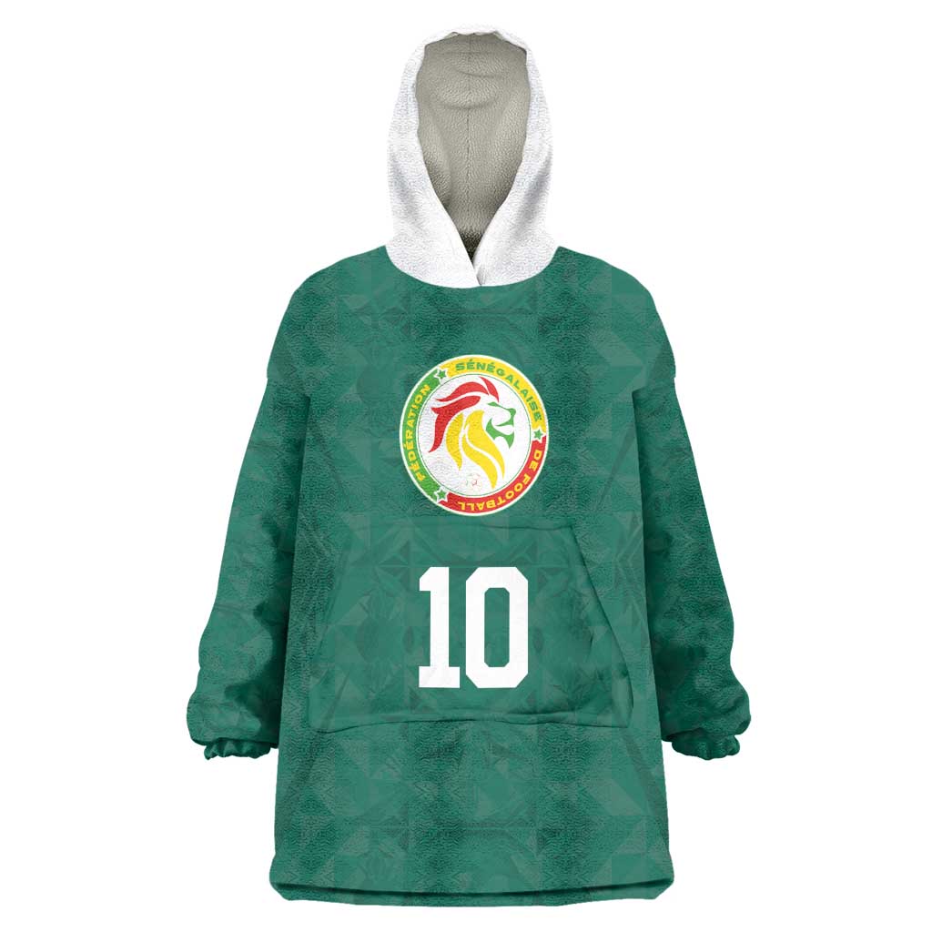 Custom Senegal Football Kid Wearable Blanket Hoodie Traditional Senegalese Fabric Sporty Style