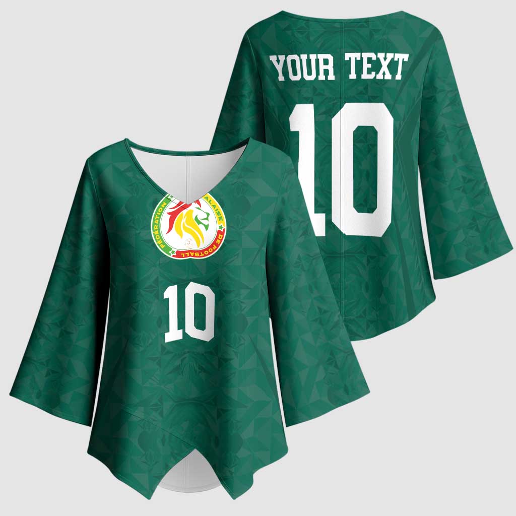 Custom Senegal Football Kimono Sleeve Blouse Traditional Senegalese Fabric Sporty Style