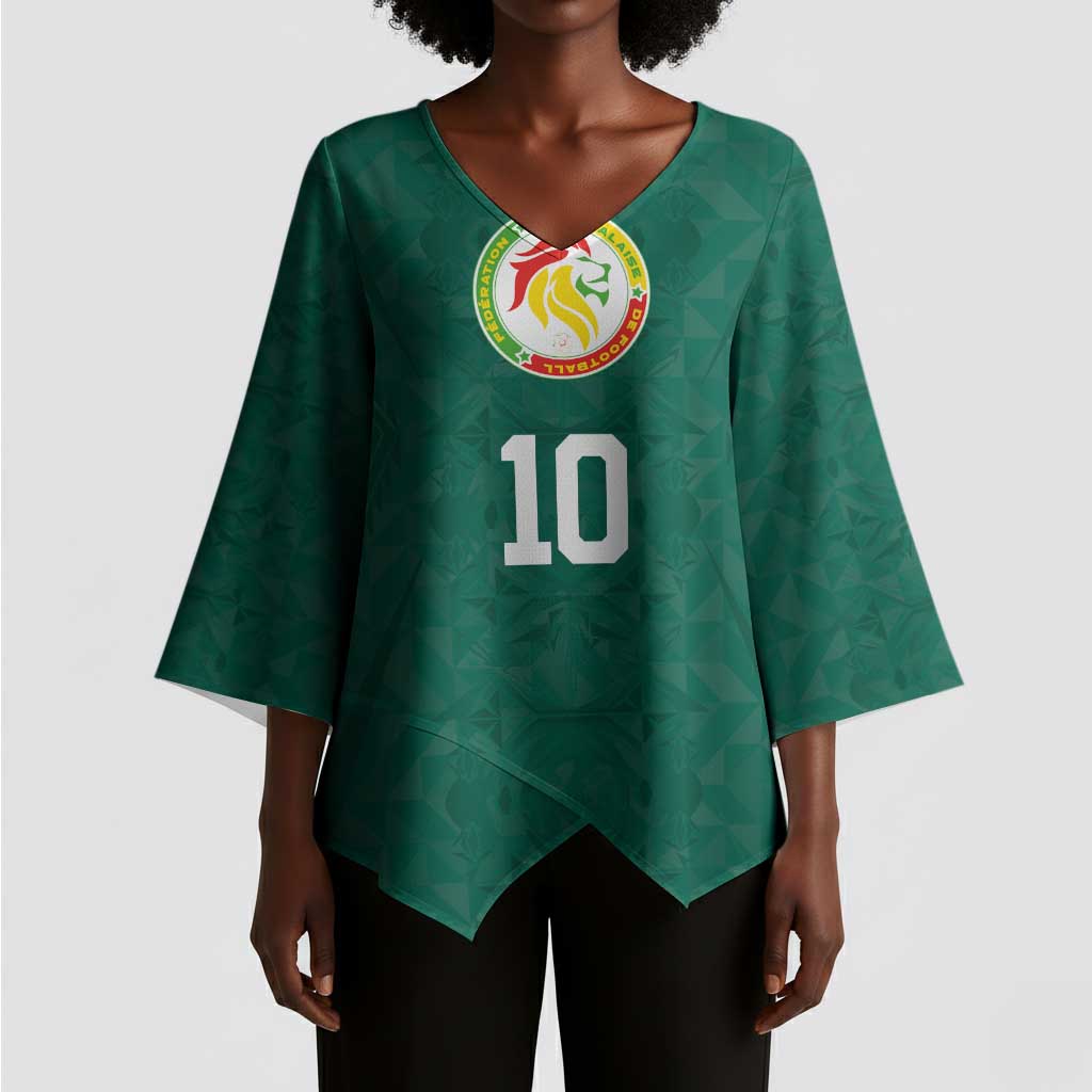 Custom Senegal Football Kimono Sleeve Blouse Traditional Senegalese Fabric Sporty Style
