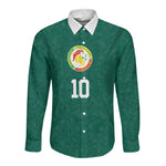 Custom Senegal Football Long Sleeve Button Shirt Traditional Senegalese Fabric Sporty Style