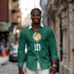 Custom Senegal Football Long Sleeve Button Shirt Traditional Senegalese Fabric Sporty Style