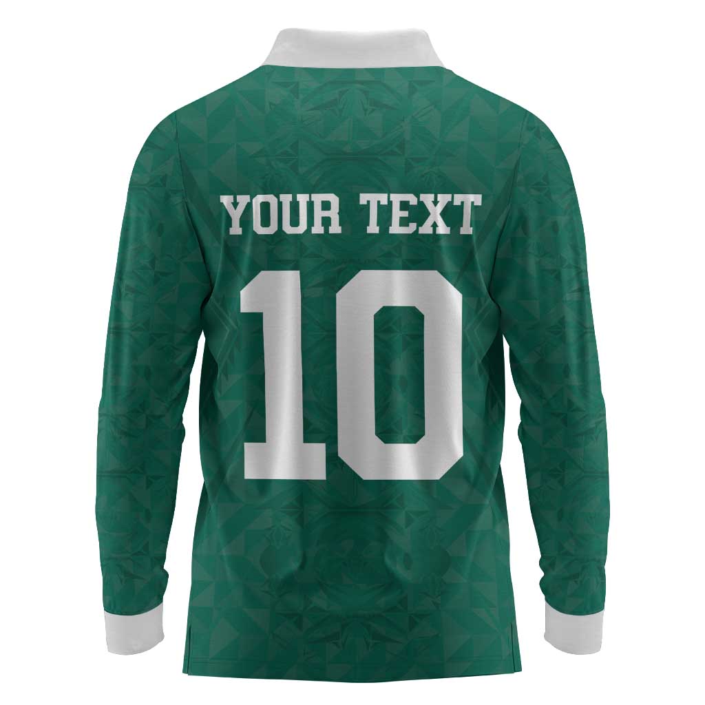 Custom Senegal Football Long Sleeve Polo Shirt Traditional Senegalese Fabric Sporty Style