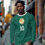 Custom Senegal Football Long Sleeve Shirt Traditional Senegalese Fabric Sporty Style