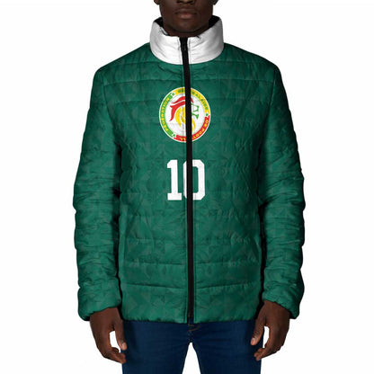 Custom Senegal Football Padded Jacket Traditional Senegalese Fabric Sporty Style