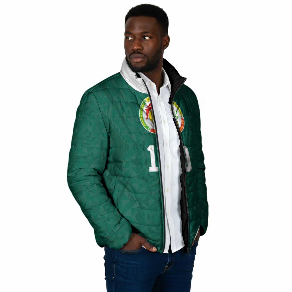 Custom Senegal Football Padded Jacket Traditional Senegalese Fabric Sporty Style