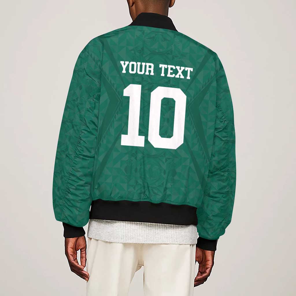 Custom Senegal Football Sleeve Zip Bomber Jacket Traditional Senegalese Fabric Sporty Style