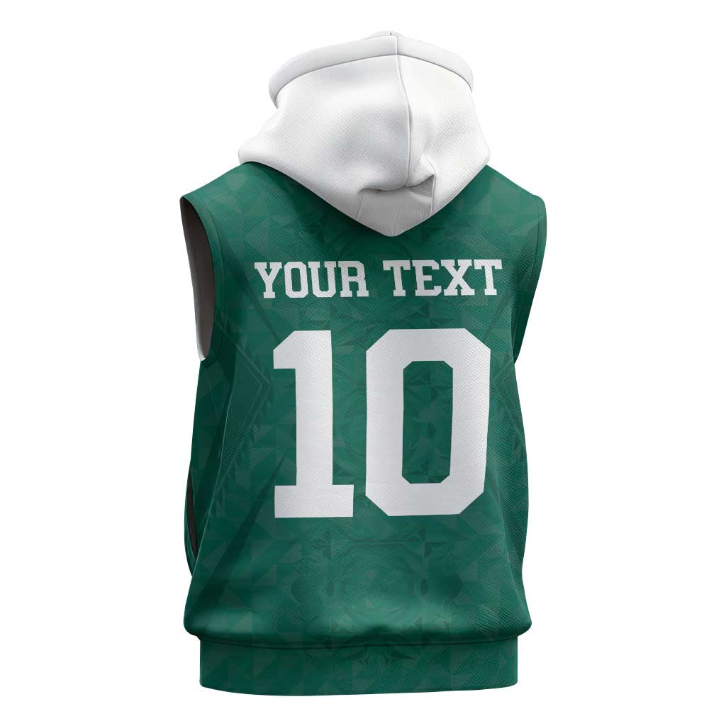 Custom Senegal Football Sleeveless Hoodie Traditional Senegalese Fabric Sporty Style