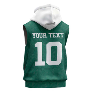 Custom Senegal Football Sleeveless Hoodie Traditional Senegalese Fabric Sporty Style