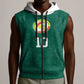 Custom Senegal Football Sleeveless Zip Hoodie Traditional Senegalese Fabric Sporty Style