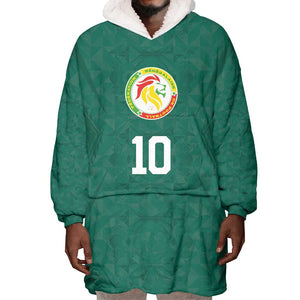 Custom Senegal Football Wearable Blanket Hoodie Traditional Senegalese Fabric Sporty Style