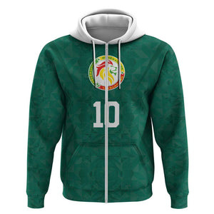 Custom Senegal Football Zip Hoodie Traditional Senegalese Fabric Sporty Style