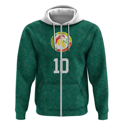 Custom Senegal Football Zip Hoodie Traditional Senegalese Fabric Sporty Style