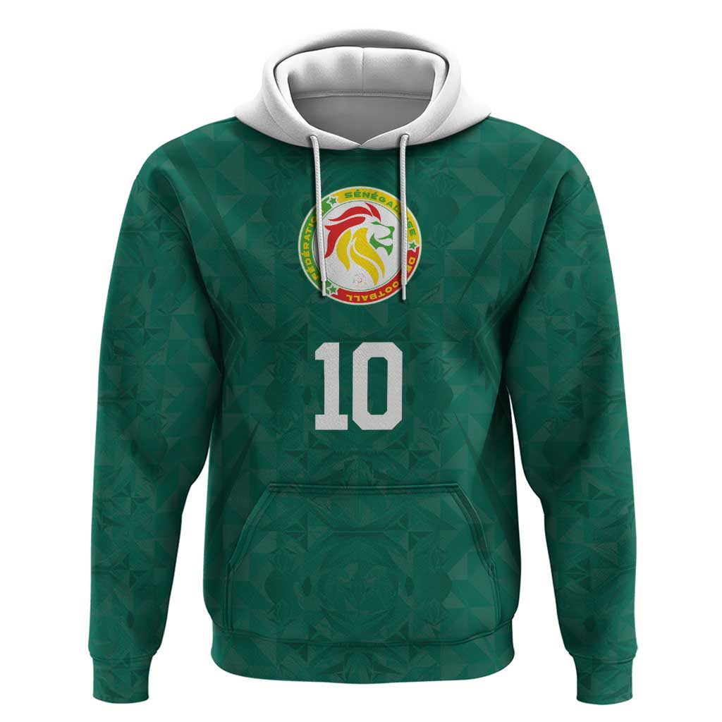 Custom Senegal Football Zip Hoodie Traditional Senegalese Fabric Sporty Style