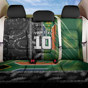 Custom Aotearoa South Africa Rugby Freedom Cup Back Car Seat Cover Maori Silver Fern Art and Sporty Flag SA - African Pride