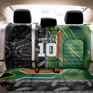 Custom Aotearoa South Africa Rugby Freedom Cup Back Car Seat Cover Maori Silver Fern Art and Sporty Flag SA - African Pride
