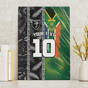 Custom Aotearoa South Africa Rugby Freedom Cup Canvas Wall Art Maori Silver Fern Art and Sporty Flag SA - African Pride
