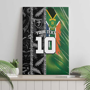 Custom Aotearoa South Africa Rugby Freedom Cup Canvas Wall Art Maori Silver Fern Art and Sporty Flag SA - African Pride