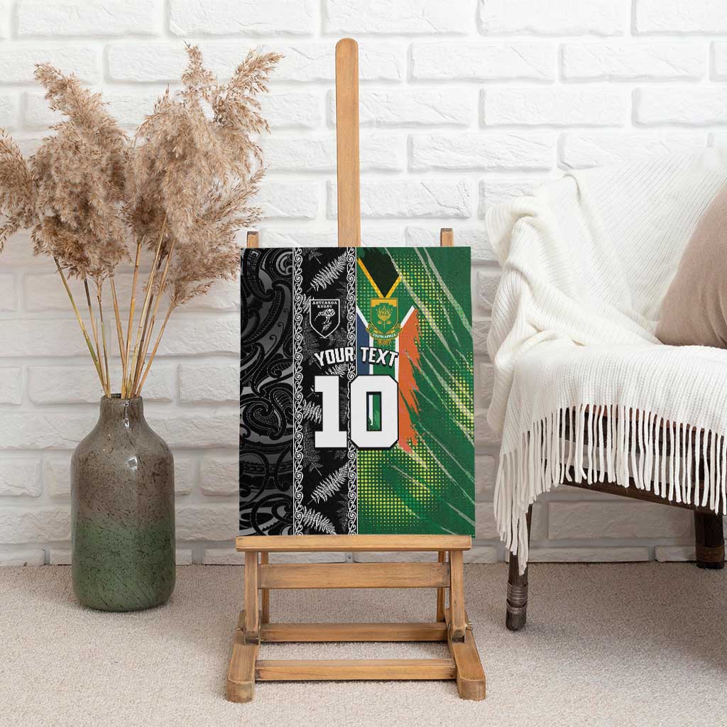 Custom Aotearoa South Africa Rugby Freedom Cup Canvas Wall Art Maori Silver Fern Art and Sporty Flag SA - African Pride