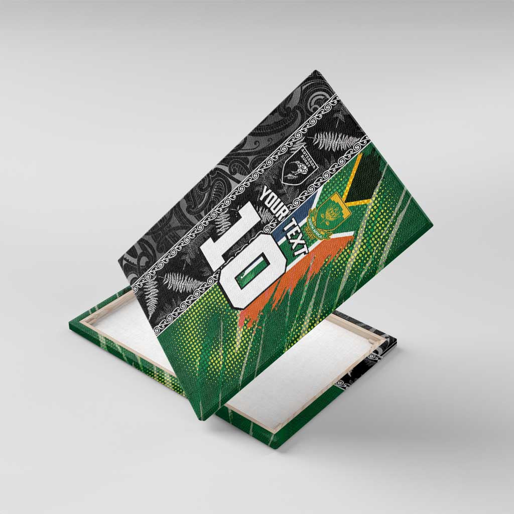 Custom Aotearoa South Africa Rugby Freedom Cup Canvas Wall Art Maori Silver Fern Art and Sporty Flag SA - African Pride