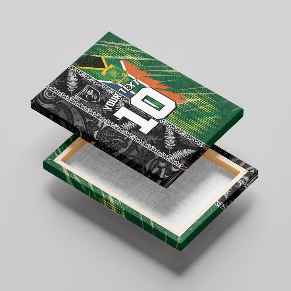 Custom Aotearoa South Africa Rugby Freedom Cup Canvas Wall Art Maori Silver Fern Art and Sporty Flag SA - African Pride