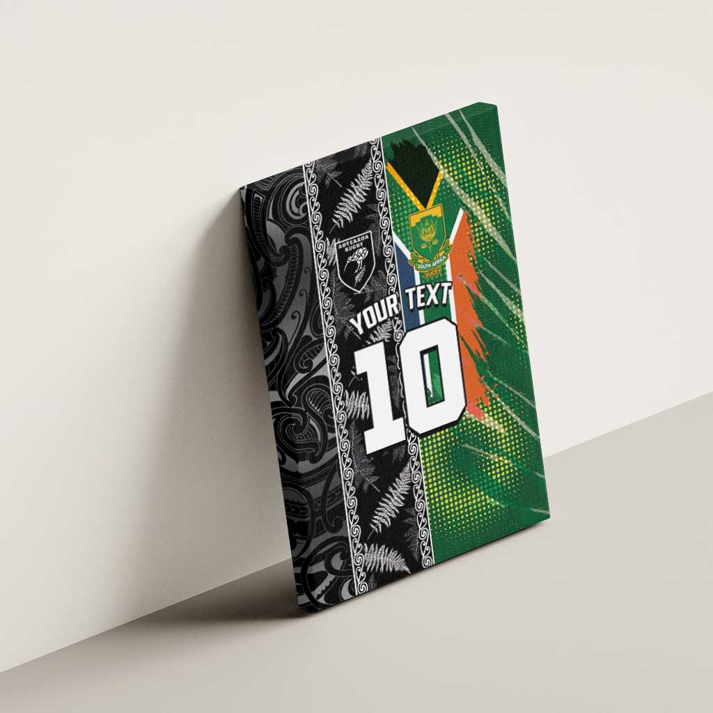 Custom Aotearoa South Africa Rugby Freedom Cup Canvas Wall Art Maori Silver Fern Art and Sporty Flag SA - African Pride