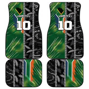 Custom Aotearoa South Africa Rugby Freedom Cup Car Mats Maori Silver Fern Art and Sporty Flag SA - African Pride