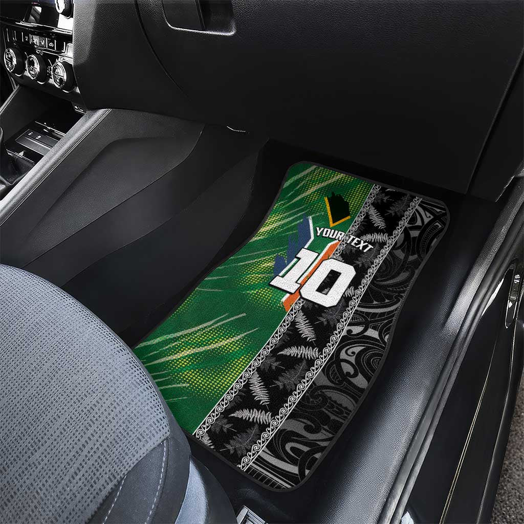 Custom Aotearoa South Africa Rugby Freedom Cup Car Mats Maori Silver Fern Art and Sporty Flag SA - African Pride