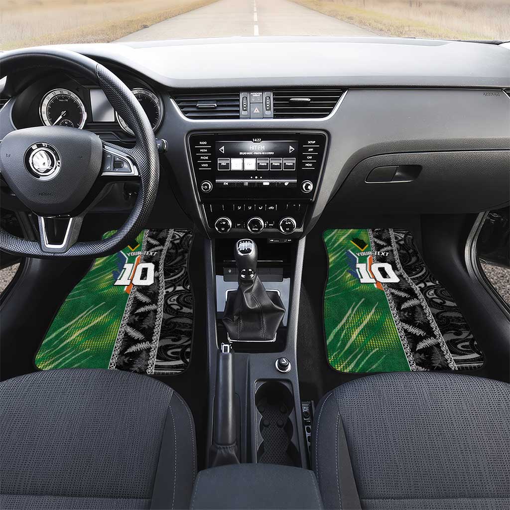 Custom Aotearoa South Africa Rugby Freedom Cup Car Mats Maori Silver Fern Art and Sporty Flag SA - African Pride