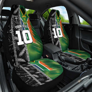 Custom Aotearoa South Africa Rugby Freedom Cup Car Seat Cover Maori Silver Fern Art and Sporty Flag SA - African Pride