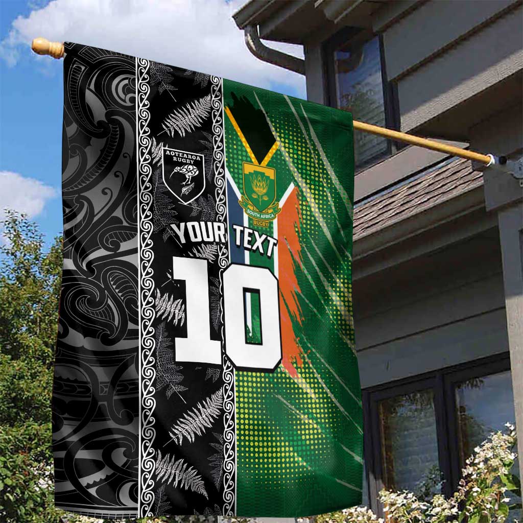 Custom Aotearoa South Africa Rugby Freedom Cup Garden Flag Maori Silver Fern Art and Sporty Flag SA - African Pride