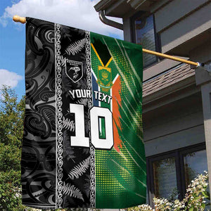 Custom Aotearoa South Africa Rugby Freedom Cup Garden Flag Maori Silver Fern Art and Sporty Flag SA - African Pride