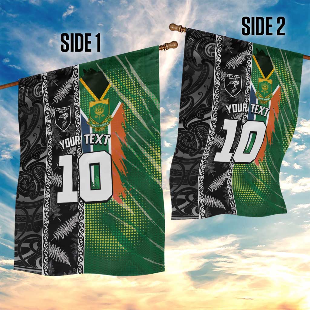 Custom Aotearoa South Africa Rugby Freedom Cup Garden Flag Maori Silver Fern Art and Sporty Flag SA - African Pride
