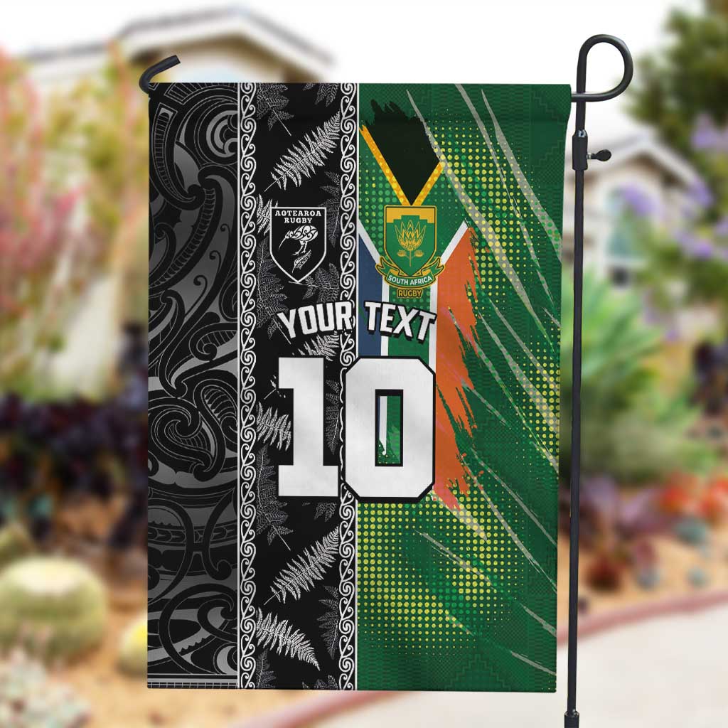 Custom Aotearoa South Africa Rugby Freedom Cup Garden Flag Maori Silver Fern Art and Sporty Flag SA - African Pride