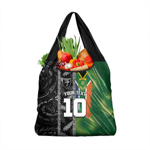 Custom Aotearoa South Africa Rugby Freedom Cup Grocery Bag Maori Silver Fern Art and Sporty Flag SA - African Pride
