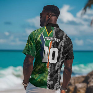 Custom Aotearoa South Africa Rugby Freedom Cup Hawaiian Shirt Maori Silver Fern Art and Sporty Flag SA - African Pride