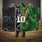 Custom Aotearoa South Africa Rugby Freedom Cup Hooded Blanket Maori Silver Fern Art and Sporty Flag SA - African Pride