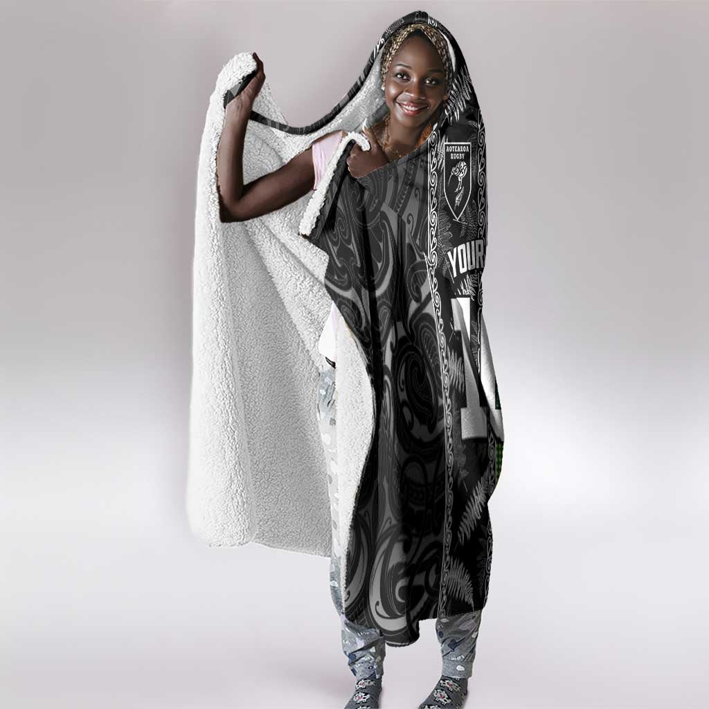 Custom Aotearoa South Africa Rugby Freedom Cup Hooded Blanket Maori Silver Fern Art and Sporty Flag SA - African Pride