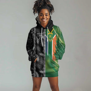 Custom Aotearoa South Africa Rugby Freedom Cup Hoodie Dress Maori Silver Fern Art and Sporty Flag SA - African Pride